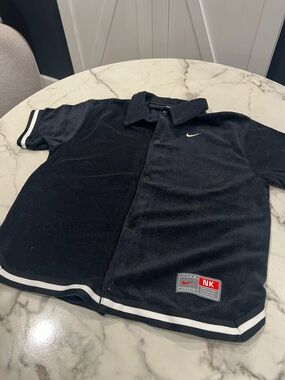 Nike Black Short Sleeve Polo Top with White Accents